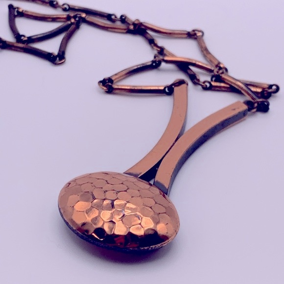💝 Vintage Solid Copper Modernist Necklace - Picture 2 of 6